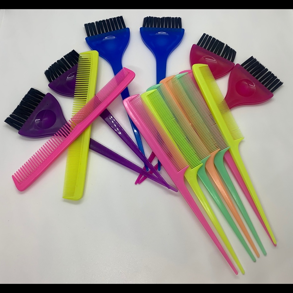 Combs, hair coloring brushes, colorful.